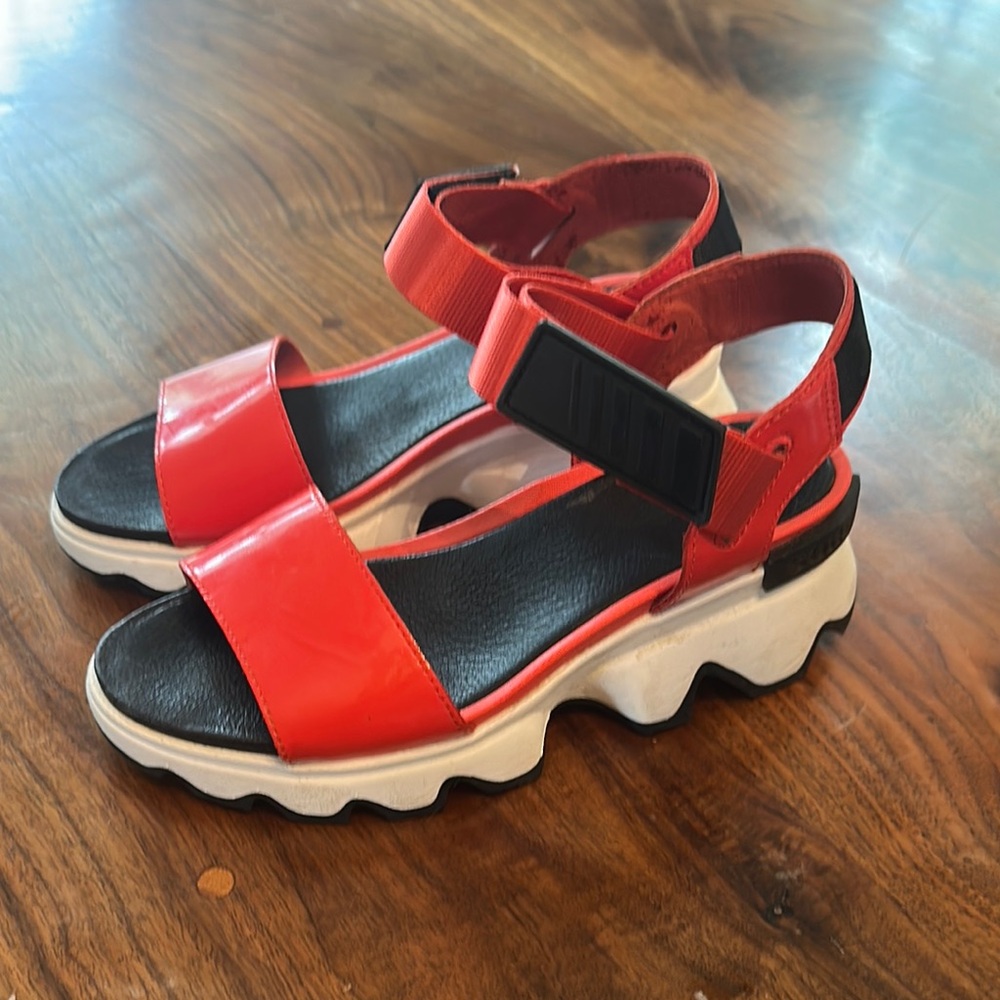 Sorel Orange and Black Sporty Sandals with Chunky Sole